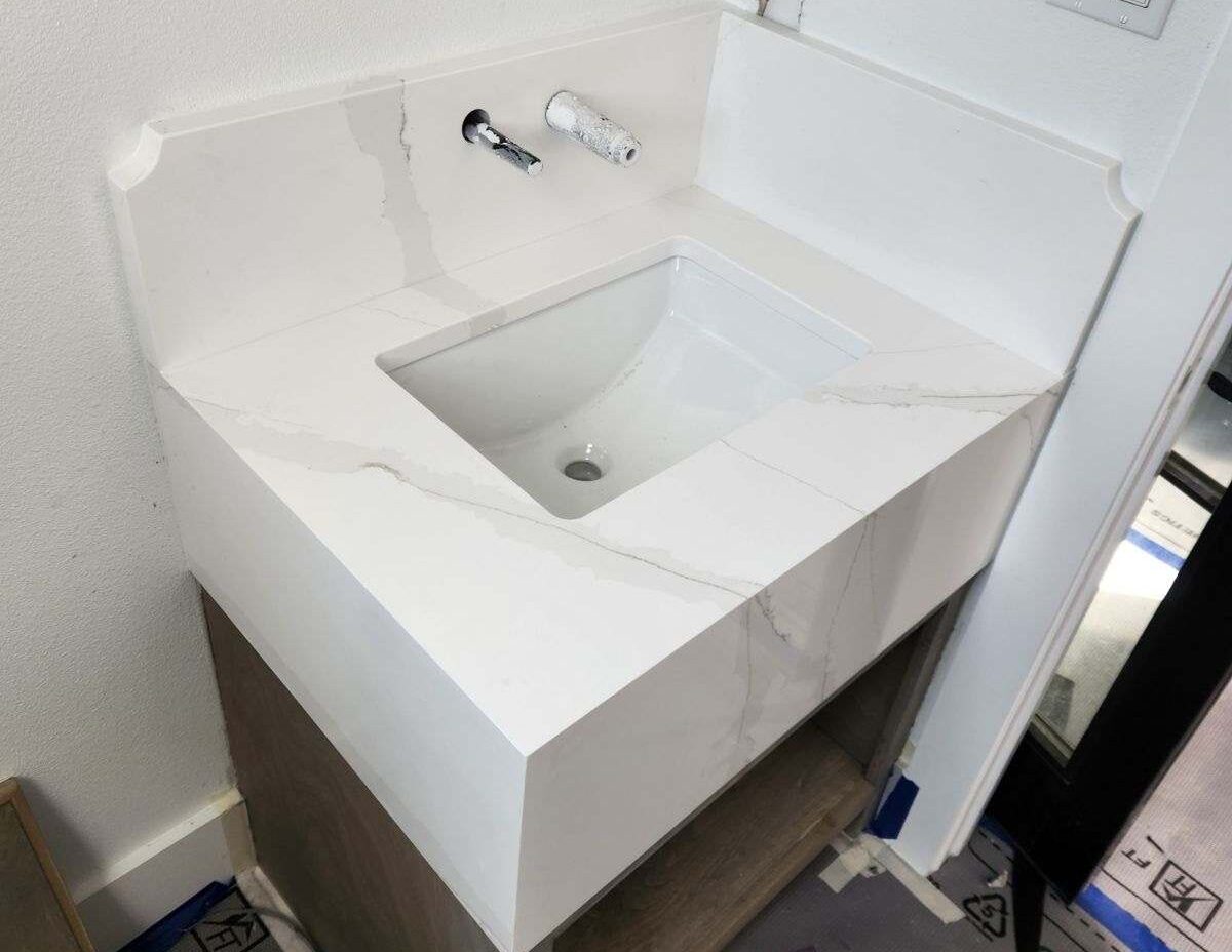 quartz bathroom sink countertop notches