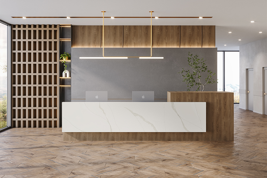 Calacatta Oro and Sonoro Reception Desk