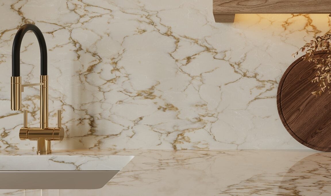 VIATERA Grand Mesa kitchen porcelain countertop detail close up